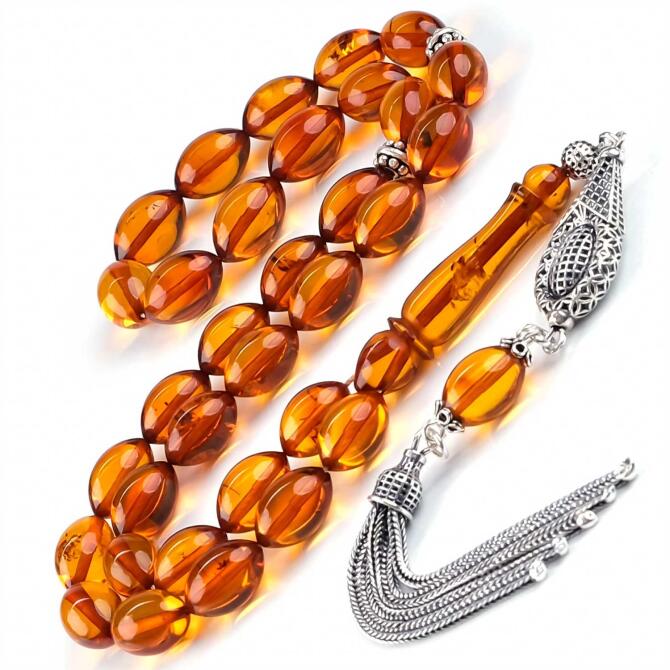 Baltık İncisi Şah Püskül Damla Kehribar Tesbih - Tesbihcibaba