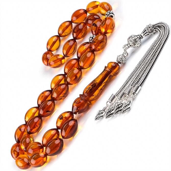 Baltık İncisi Sergeç Model Baldamla Kehribar Tesbih - Tesbihcibaba