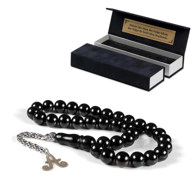 Behzat Ç Tesbihi-Gümüş Harfli Oltu Taşı - Tesbihcibaba