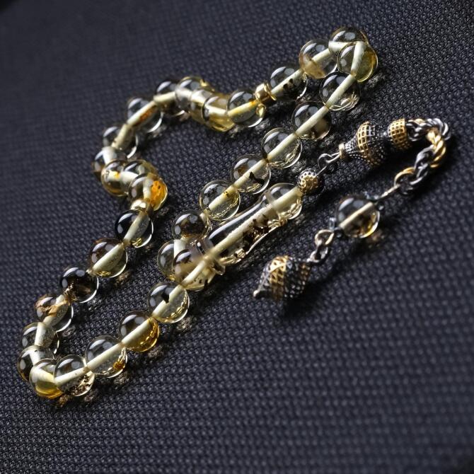 Benzersiz Doğal Yapısıyla Şeffaf Damla Kehribar Tesbih - Tesbihcibaba