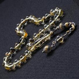 Benzersiz Doğal Yapısıyla Şeffaf Damla Kehribar Tesbih - 2