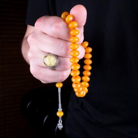 Benzersiz Formda Koleksiyonluk Osmanlı Kehribar Tesbih - 4
