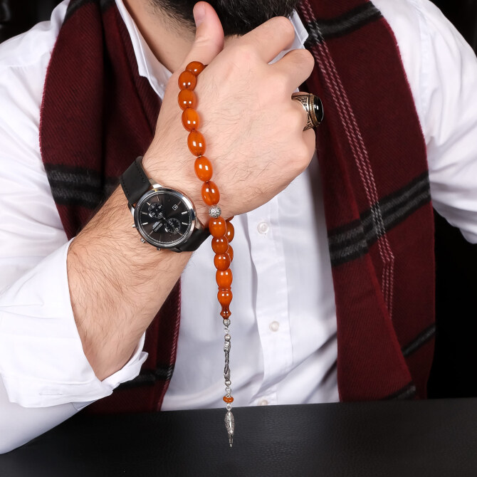 Benzersiz Tane Yapısıyla Yadigar Osmanlı Kehribar Tesbih - Tesbihcibaba