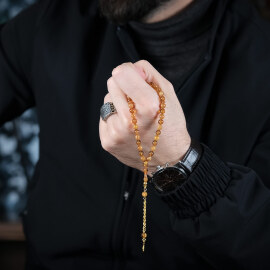 Benzersiz Yapıda Diyarbakır İşi Sıkma Kehribar Tesbih - 1