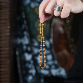 Benzersiz Yapıda Diyarbakır İşi Sıkma Kehribar Tesbih - 2