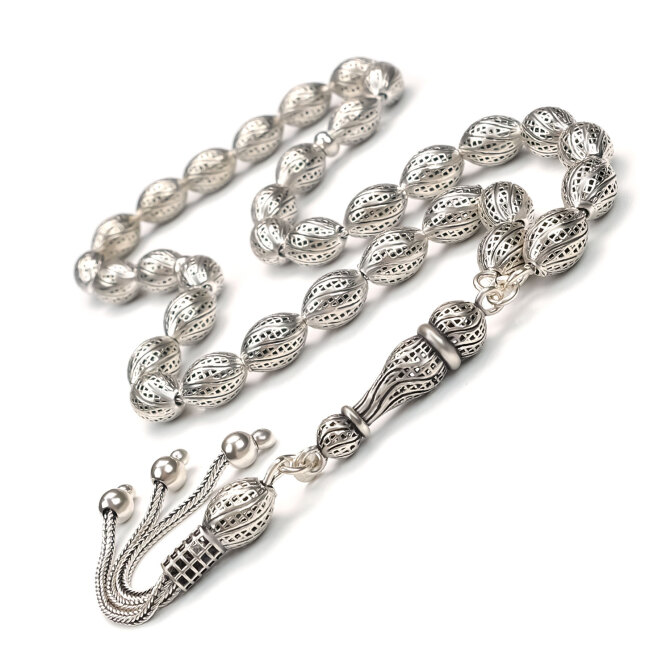 Beyzi Kesim Beyzade Model Gümüş Tesbih - Tesbihcibaba