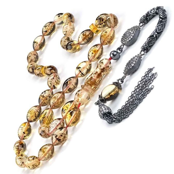 Beyzi Tane Yapısıyla Old Class Damla Kehribar Tesbih - Tesbihcibaba