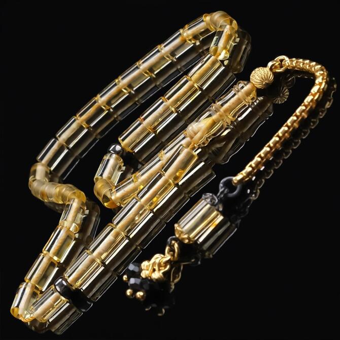 Bilek Boy Şeffaf Yapıda Damla Kehribar Tesbih - Tesbihcibaba