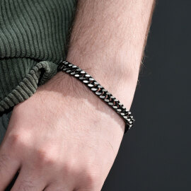 Black Silver Örme Modern Çelik Bileklik - 1