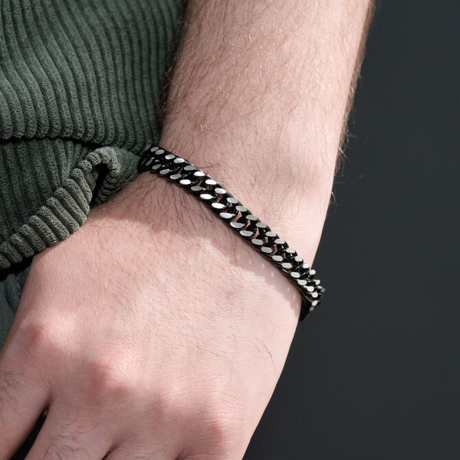 Black Silver Örme Modern Çelik Bileklik - Tesbihcibaba