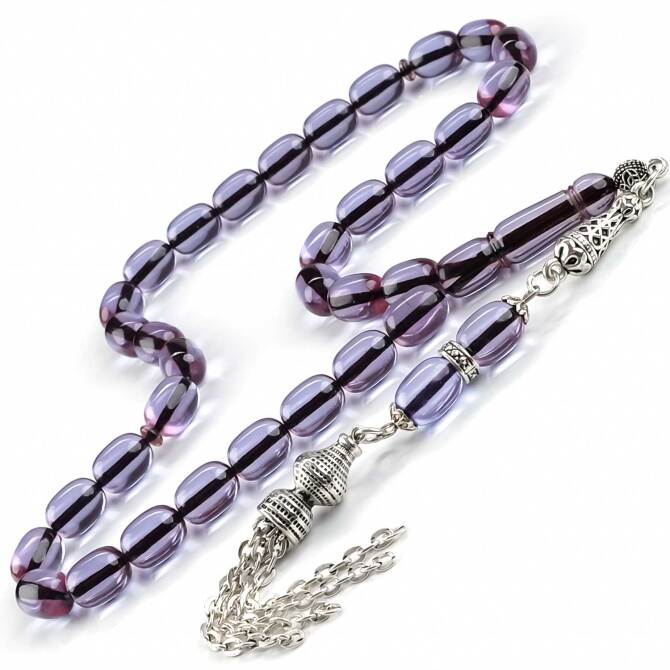 Bodrum Mavisi Sıkma Kehribar Tesbih - Tesbihcibaba