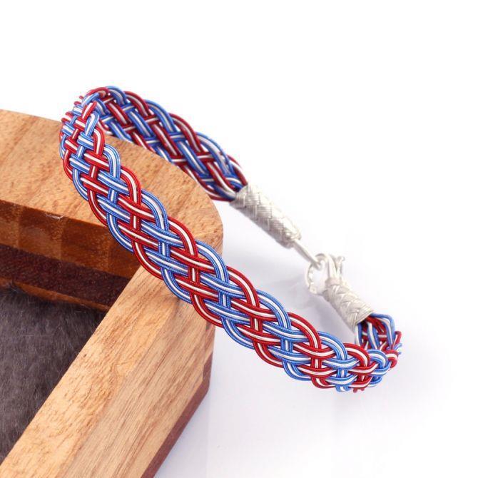 Bordo Mavi Gümüş Kazaz Bileklik - Tesbihcibaba