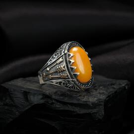 Bozok Kasa Damla Kehribar Yüzük - Tesbihcibaba