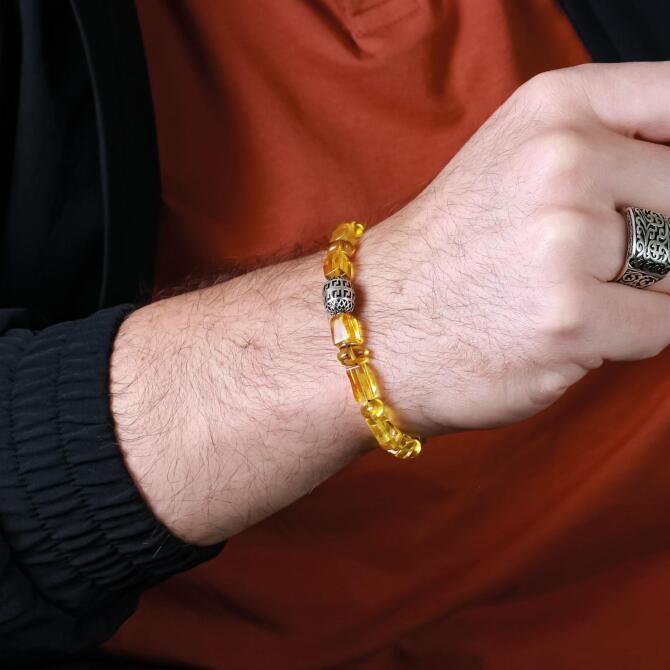 Bracklet Amber -Özel Kesim Damla Kehribar Bileklik - Tesbihcibaba