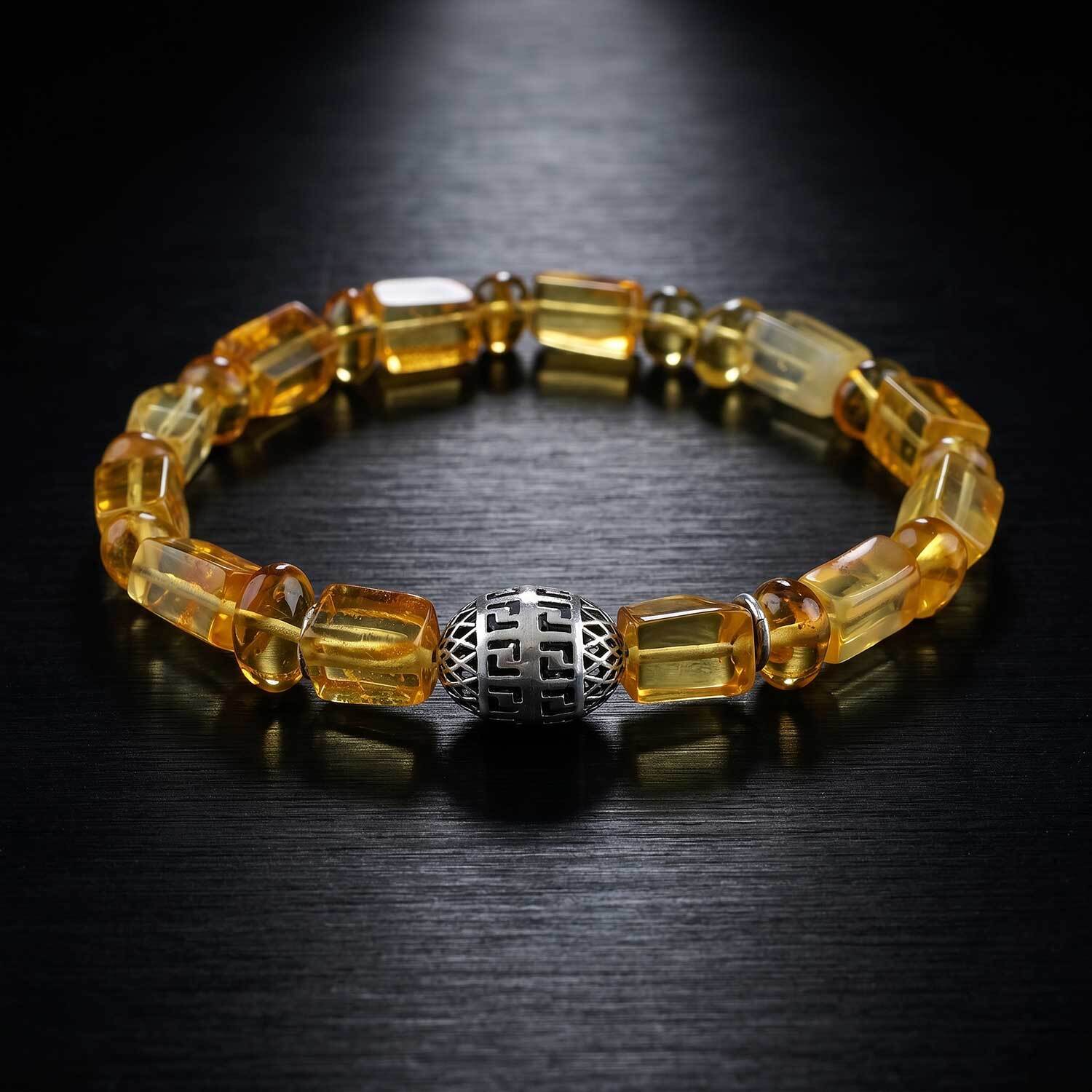 Bracklet Amber -Özel Kesim Damla Kehribar Bileklik