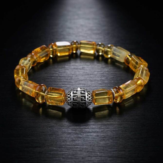Bracklet Amber -Özel Kesim Damla Kehribar Bileklik - Tesbihcibaba