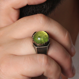 Buğulu Karayip Damla Kehribar Gümüş Stres Yüzük - 2