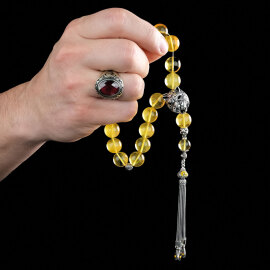 Buğulu Maskot Kaplan Püsküllü Has Kehribar Tesbih - 5