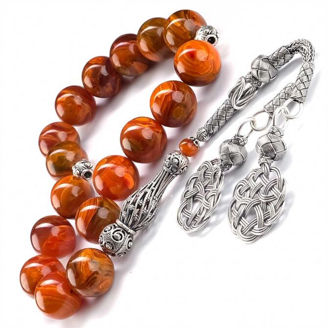 Buhara Collection İri Boy Maskot Sıkma Kehribar Tesbih - Tesbihcibaba