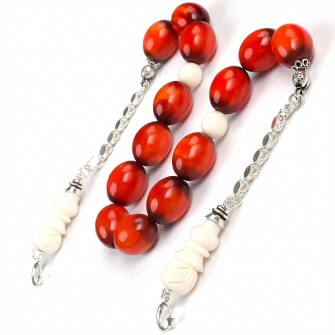 Buhara Collection Kemik Tasarım Sıkma Kehribar Zaza Tesbih - Tesbihcibaba