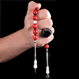 Buhara Collection Kemik Tasarım Sıkma Kehribar Zaza Tesbih - 2