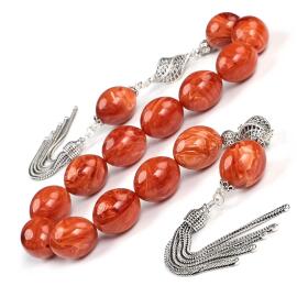 Buhara Collection Kil Kızılı Sıkma Kehribar Zaza Tesbih - 1