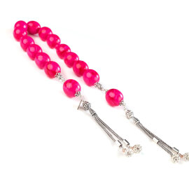 Buhara Collection Şeker Pembe Sıkma Kehribar Zaza Tesbih - 1