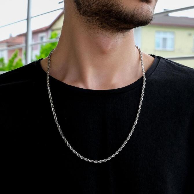 Twist Italian Stainless Steel Men's Necklace