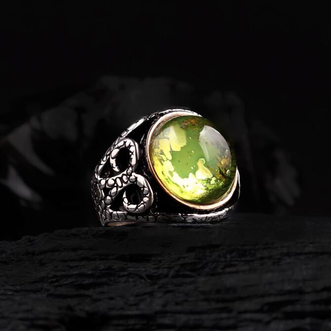 Çakıl Karayip Amber Stone-set Silver Ring
