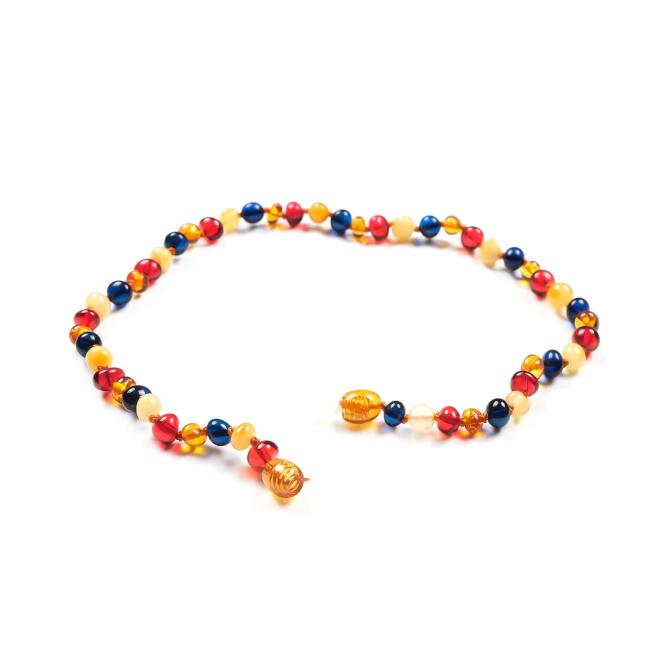 Çakıl Taşı Dizim Multicolor Damla Kehribar Bebek Diş Kolyesi - Tesbihcibaba