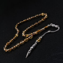 Cep Boy Yoğun Fosilli Damla Kehribar Tesbih - 1