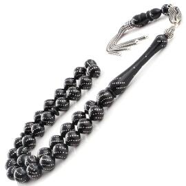 Çeşm-i Bülbül Nokta Gümüş İşlemeli Kuka Tesbih - Tesbihcibaba