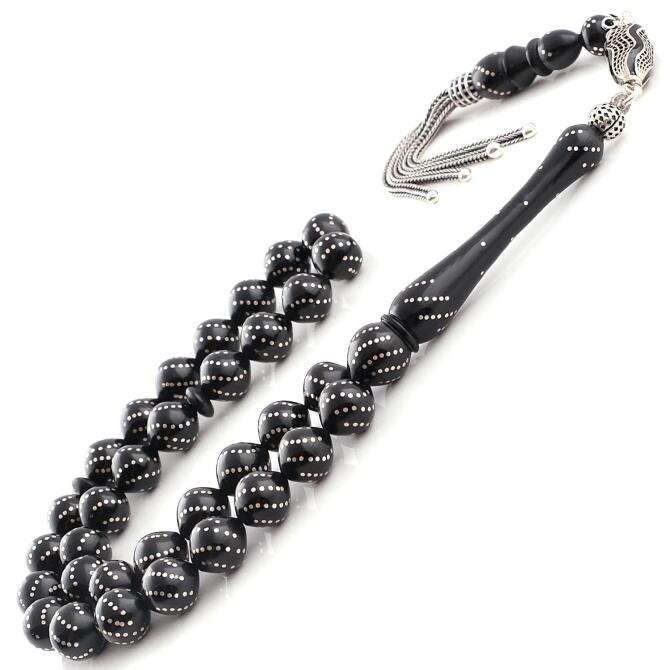 Çeşm-i Bülbül Nokta Gümüş İşlemeli Kuka Tesbih - Tesbihcibaba