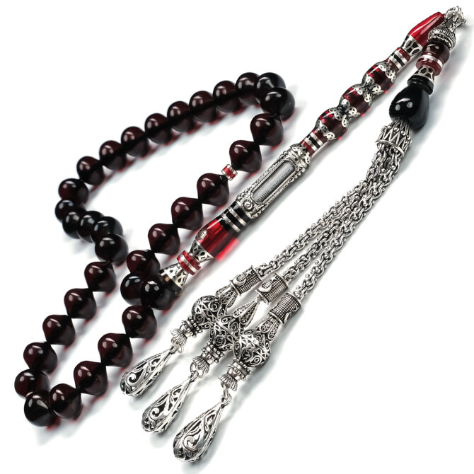 Cevşen İmame Yıllanmış Ateş Kehribarı Tesbih - Tesbihcibaba