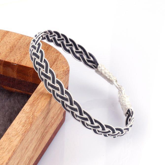 Çift Renk 1000 Ayar Gümüş Kazaz Bileklik - Tesbihcibaba