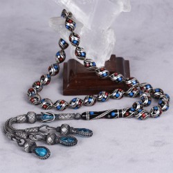 Çift Renk Çeşmibülbül İşleme Erzurum Oltu Taşı Tesbih - 3