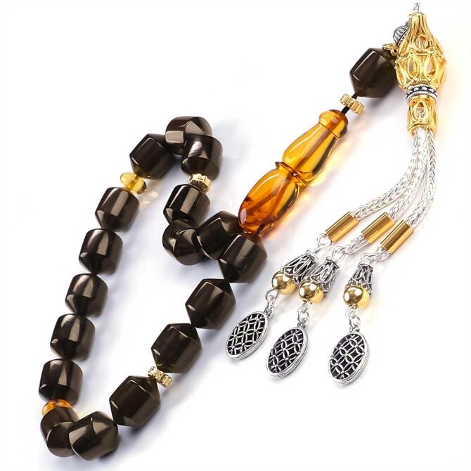 Cihanda Tek Damla İmamasiye Kahverengi Oltu Taşı Tesbih - Tesbihcibaba