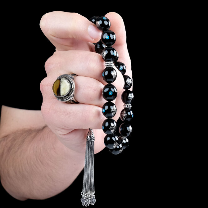 Siyah İnci Boy Süzmesi Erzurum Oltu Taşı Tesbih - Tesbihcibaba