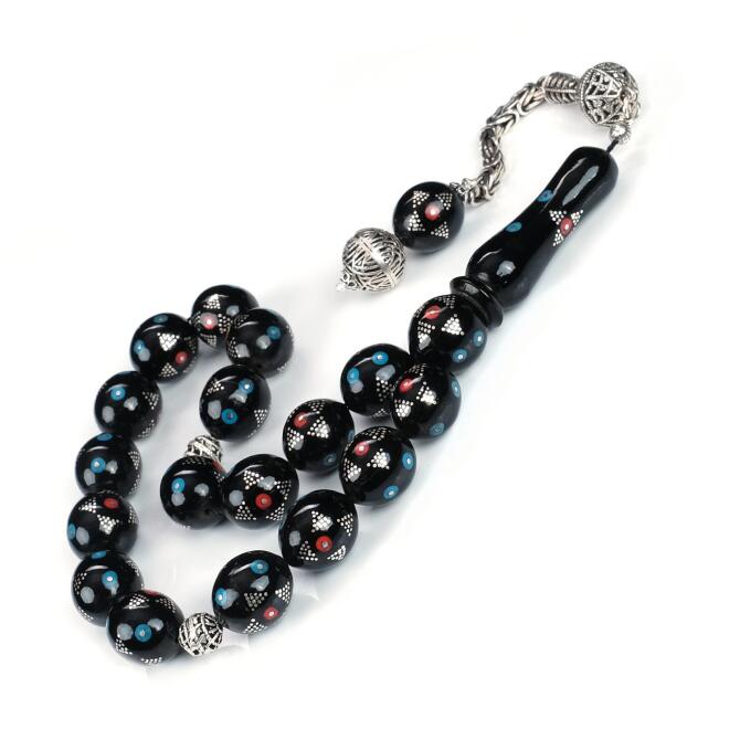 Siyah İnci Piramit Model Erzurum Oltu Taşı Tesbih - Tesbihcibaba