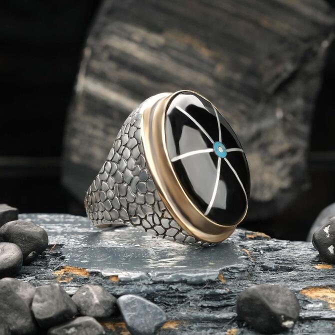 Hatemkar Usta-Çizgi İşleme Erzurum Oltu Taşı Yüzük - Tesbihcibaba