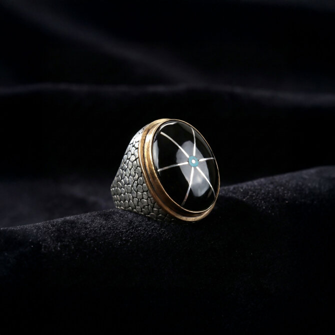 Hatemkar Usta-Çizgi İşleme Erzurum Oltu Taşı Yüzük - Tesbihcibaba