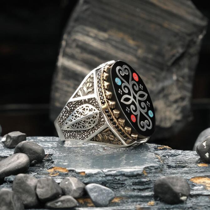 Hatemkar Usta- Oltu Taşı Saltuk Bey Gümüş Yüzük - Tesbihcibaba