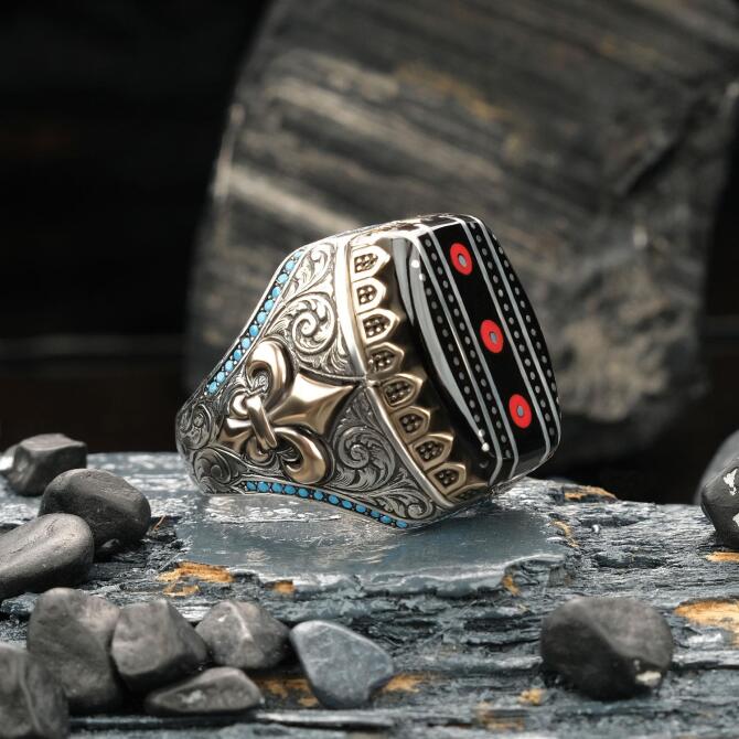 Hatemkar Usta-Oltu Taşı Su Yolu Gümüş Yüzük - Tesbihcibaba