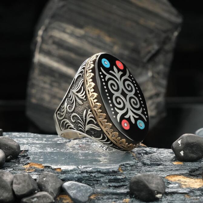 Hatemkar Usta-Oltu Taşı Tuna Beyi Gümüş Yüzük - Tesbihcibaba