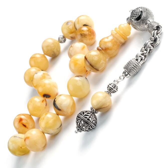 Damar Kayadan İri Boy Maskot Damla Kehribar Tesbih - Tesbihcibaba