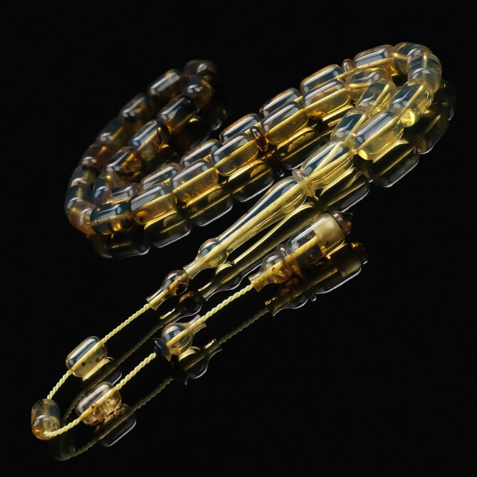 Dark Red Blue Tek Kaya Damla Kehribar Tesbih - Tesbihcibaba