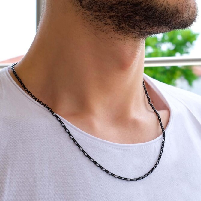 Dark Steel Hoop Stainless Steel Men's Necklace