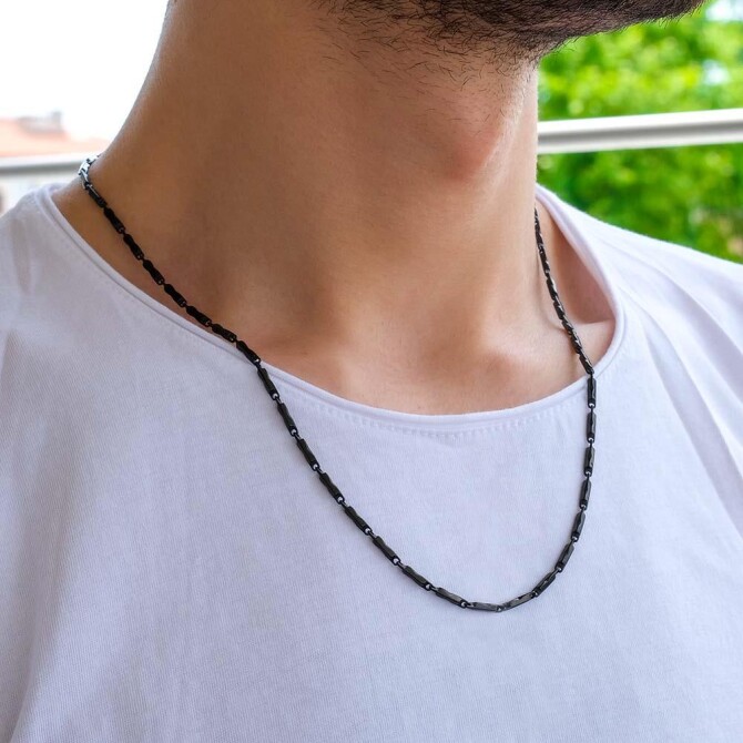 Dark Steel Kesme Stainless Steel Men's Necklace