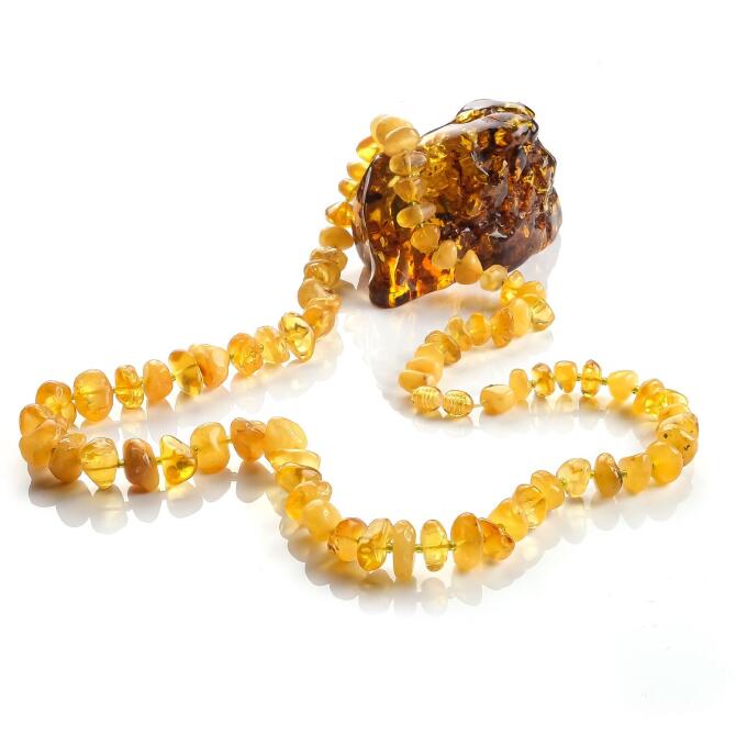 Natural Cut İri Size Drop Amber Necklace