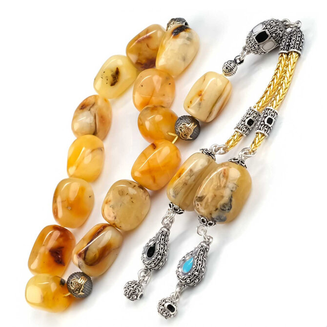 Doğal Yapıda Old Class Püskül Maskot Damla Kehribar Tesbih - Tesbihcibaba